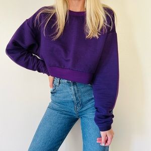 New NIKE SPORTSWEAR CITY READY Purple FLEECE CREW crop top